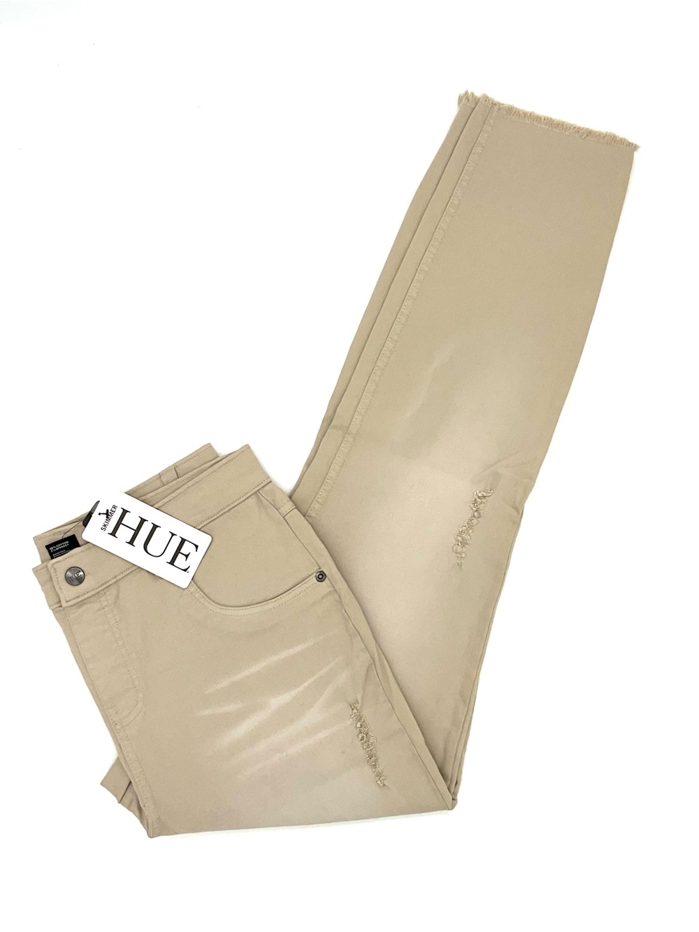 NWT HUE Pull-On Skimmer Slim-Fit Khaki Jeans